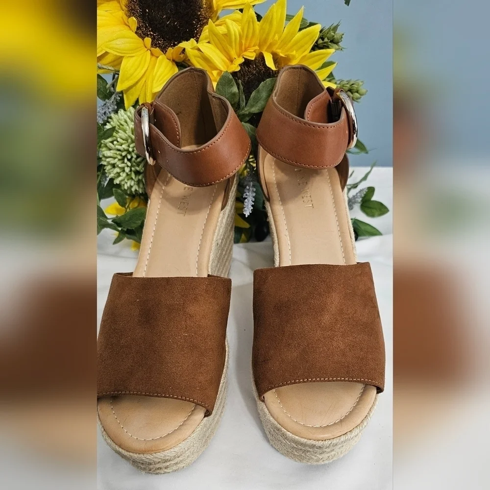 Nine West Women's Espadrille Wedge High Heel Boho Chic Sandals Size 10